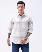 Beige Dobby Checks ShirtUnited By Hope