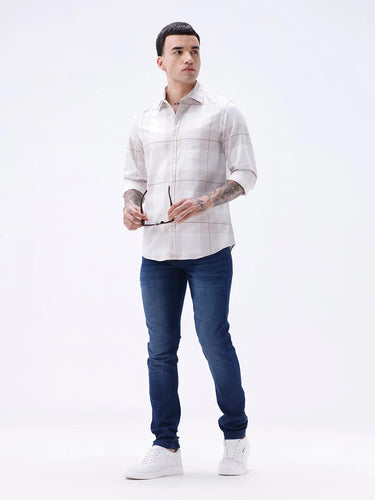 Beige Dobby Checks ShirtUnited By Hope