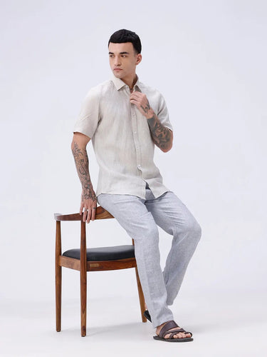 Beige Short Sleeve Linen ShirtUnited By Hope