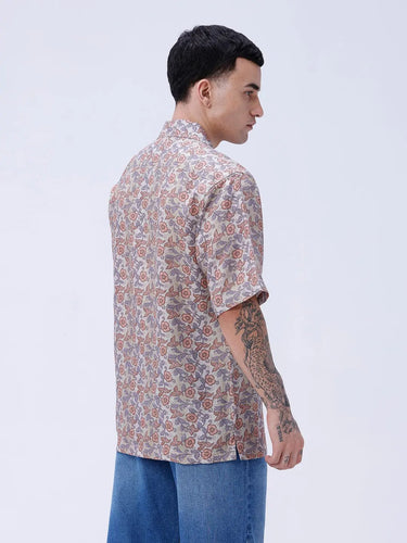 Beige and Brown Digi Print Linen ShirtUnited By Hope