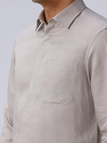 Beige and Brown Plain Tencel ShirtUnited By Hope