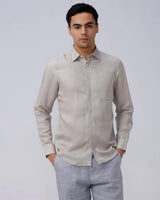 Beige and Brown Plain Tencel ShirtUnited By Hope