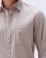 Beige and Orange Stripes Dobby ShirtUnited By Hope