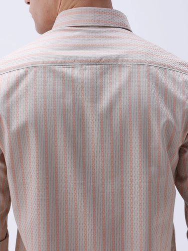 Beige and Orange Stripes Dobby ShirtUnited By Hope