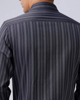 Black and Grey Striped Twill ShirtUnited By Hope