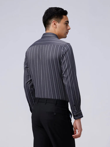 Black and Grey Striped Twill ShirtUnited By Hope
