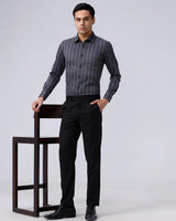 Black and Grey Striped Twill ShirtUnited By Hope