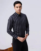 Black and Grey Stripes Dobby Button Down ShirtUnited By Hope