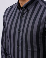 Black and Grey Stripes Dobby Button Down ShirtUnited By Hope