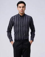 Black and Grey Stripes Dobby Button Down ShirtUnited By Hope