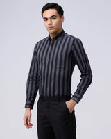 Black and Grey Stripes Dobby Button Down ShirtUnited By Hope