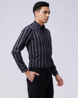 Black and Grey Stripes Dobby Button Down ShirtUnited By Hope