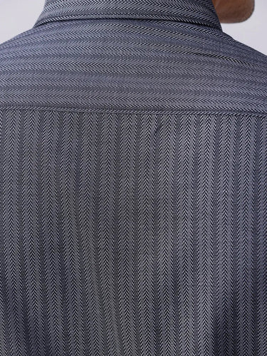 Black and Grey Stripes Dobby ShirtUnited By Hope