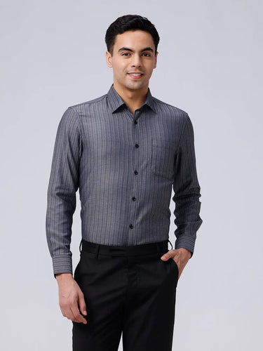 Black and Grey Stripes Dobby ShirtUnited By Hope