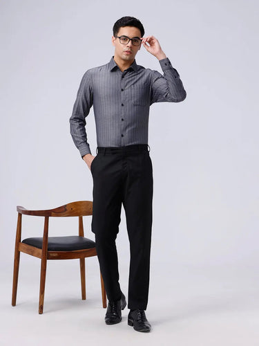 Black and Grey Stripes Dobby ShirtUnited By Hope