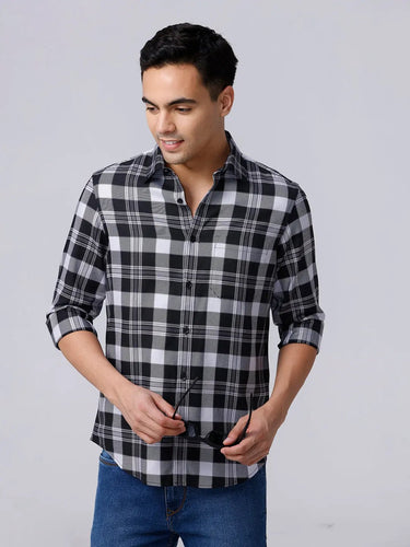 Black and White Checks Twill ShirtUnited By Hope