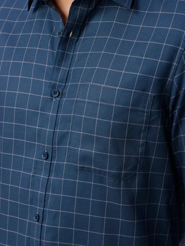 Blue Dobby Checks ShirtUnited By Hope
