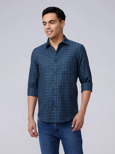 Blue Dobby Checks ShirtUnited By Hope