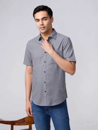 Blue Dobby Prints ShirtUnited By Hope