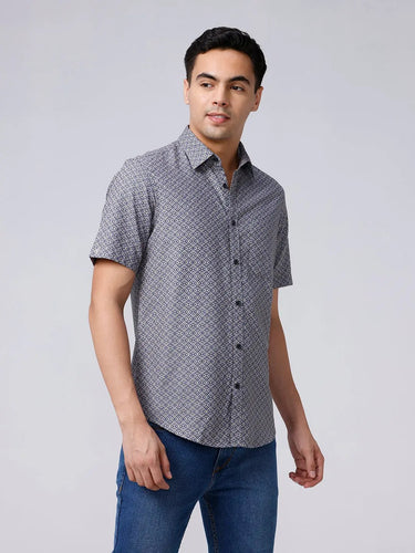 Blue Dobby Prints ShirtUnited By Hope