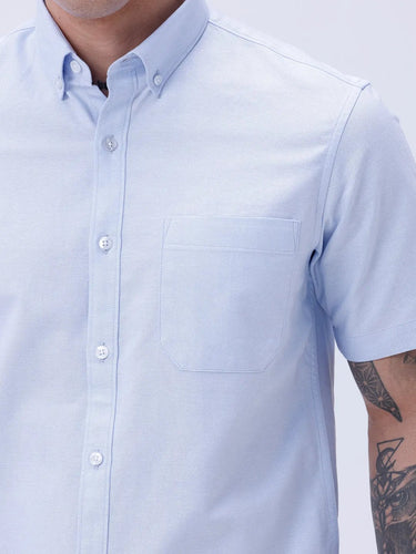 Blue Oxford Plain Short Sleeve ShirtUnited By Hope