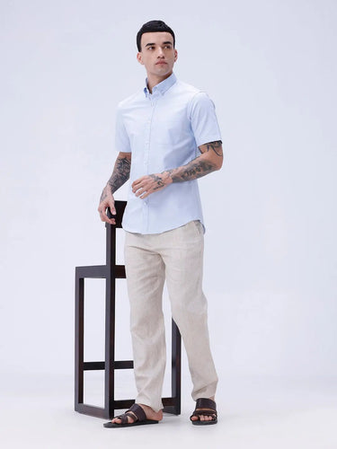 Blue Oxford Plain Short Sleeve ShirtUnited By Hope