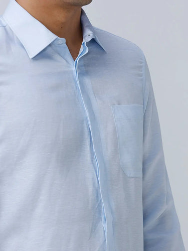 Blue Tencel Plain ShirtUnited By Hope