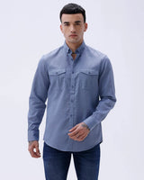 Blue Waffle Dobby Plain ShirtUnited By Hope