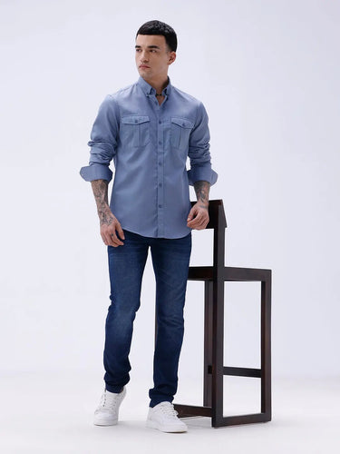 Blue Waffle Dobby Plain ShirtUnited By Hope