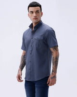 Blue Waffle Dobby Plain Short Sleeve ShirtUnited By Hope