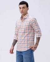 Blue and Beige Checks Dobby ShirtUnited By Hope