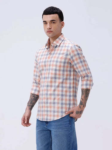 Blue and Beige Checks Dobby ShirtUnited By Hope