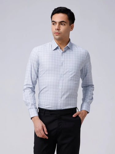 Blue and Grey Checks Poplin / Dobby ShirtUnited By Hope