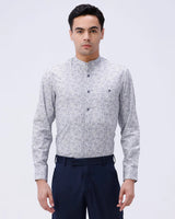 Blue and Grey Cotton Melange Printed ShirtUnited By Hope