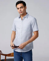 Blue and Grey Printed Dobby ShirtUnited By Hope