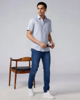 Blue and Grey Printed Dobby ShirtUnited By Hope