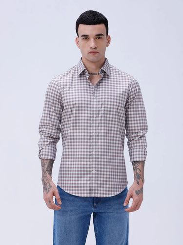 Brown Checks Dobby ShirtUnited By Hope