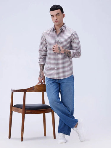 Brown Checks Dobby ShirtUnited By Hope