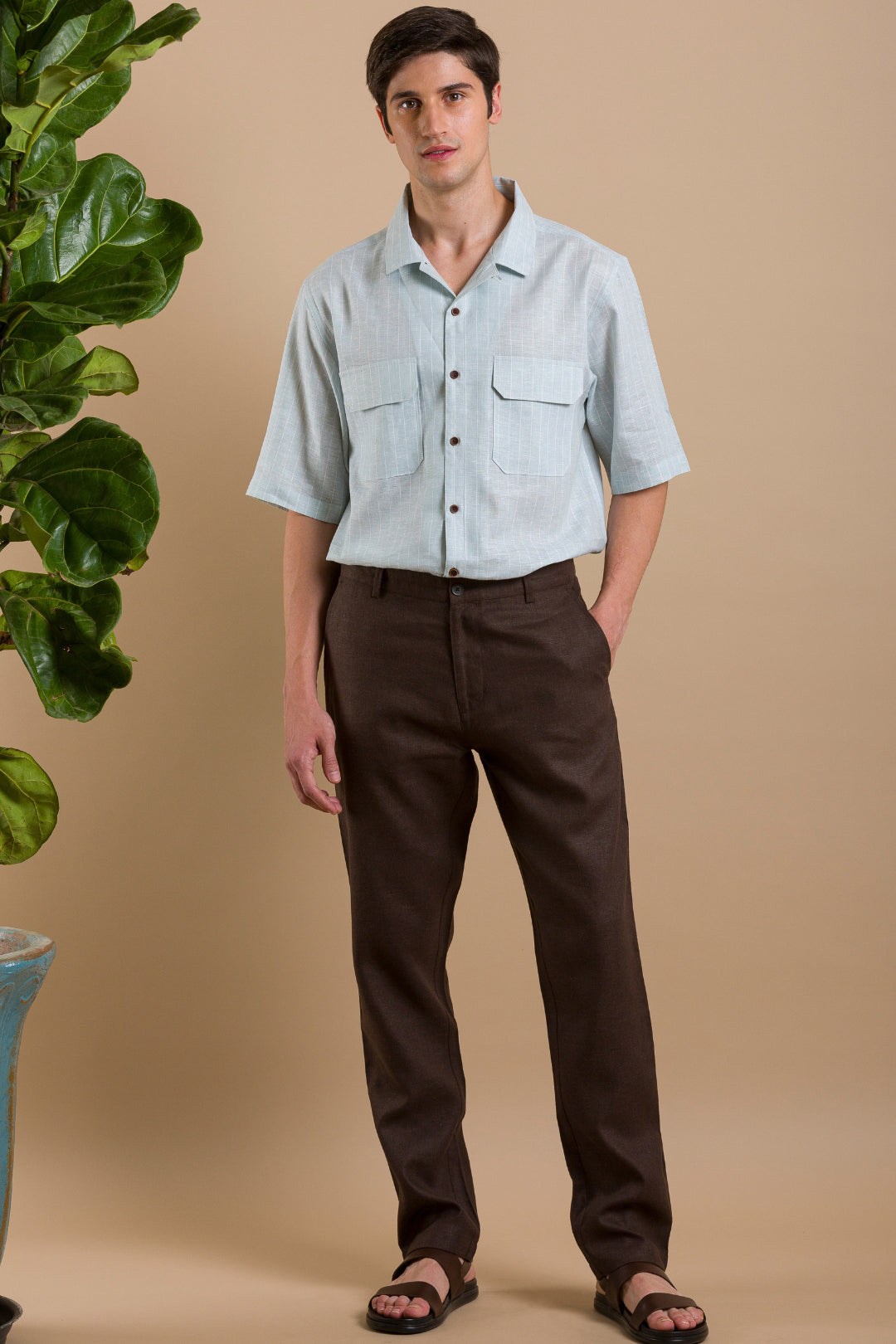 Brown linen trousers