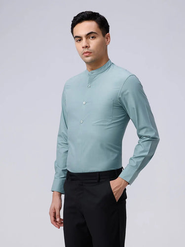 Green Cotton Tencel Plain ShirtUnited By Hope