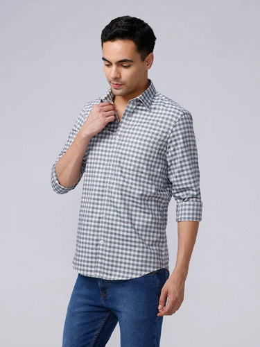 Green and Beige Checks Dobby ShirtUnited By Hope