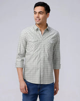 Green and Grey Checks Poplin / Dobby ShirtUnited By Hope
