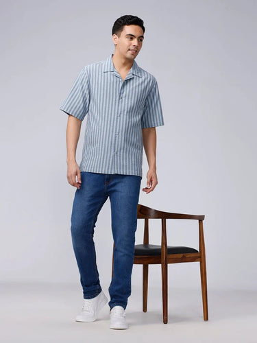 Green and Grey Stripes Waffle Dobby ShirtUnited By Hope