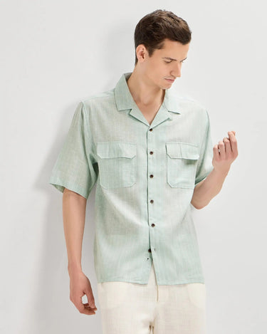 Green oversized striped linen shirtUnited By Hope
