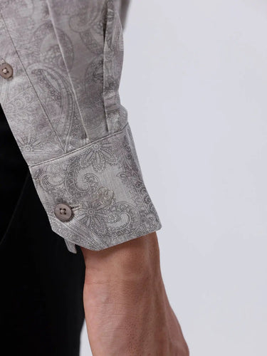 Grey Cotton Melange Prints ShirtUnited By Hope