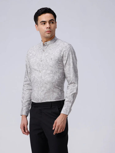 Grey Cotton Melange Prints ShirtUnited By Hope