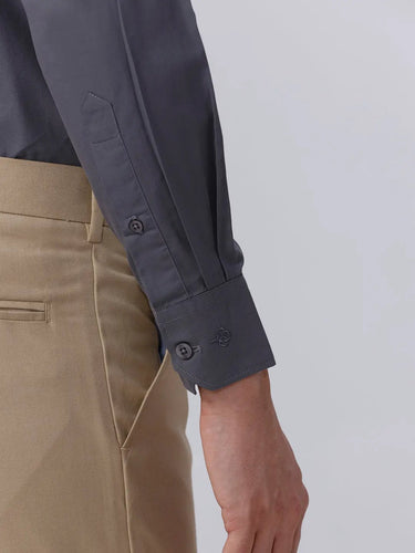 Grey Cotton Tencel Plain ShirtUnited By Hope
