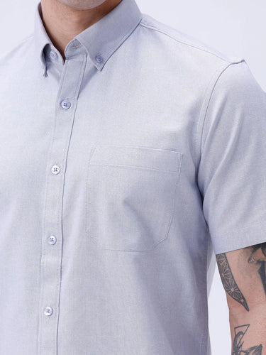 Grey Oxford Plain Short Sleeve ShirtUnited By Hope