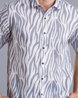 Grey stripes printed linen shirtUnited By Hope