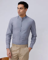 Light Grey Cotton Tencel Plain ShirtUnited By Hope
